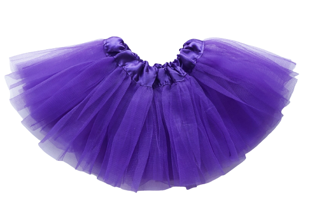 A purple tulle tutu sits puffed out